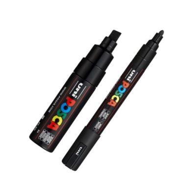 Imagem de Kit 2 Canetas Posca PC-5M e PC-8K Preta Várias Pontas - Uni-Ball