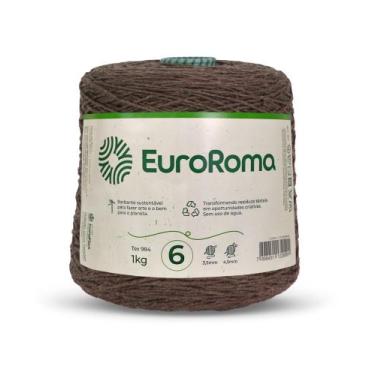 Imagem de  Barbante Colorido Euroroma 1kg Nº6 Crochê e Tricô,  Marrom - 1100