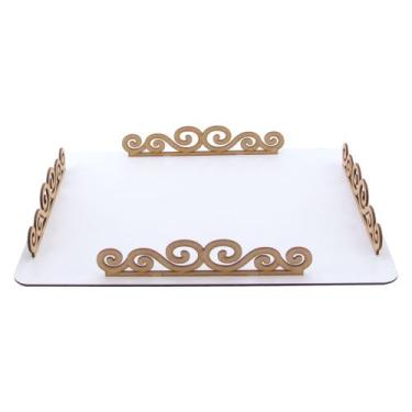 Imagem de Suporte Porta Bolo Retangular Linha Premium - Mdf Branco - Modernarte