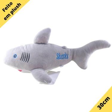 Imagem de Bichos De Pelúcia Plush Tubarão coloridos 30cm comprimento - SS, Cinza