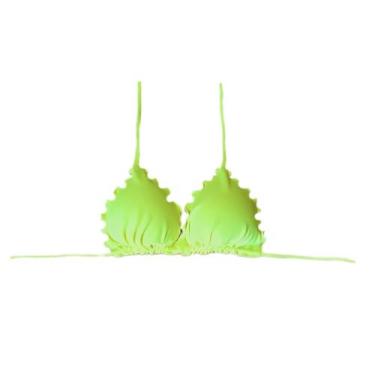 Imagem de Biquíni feminino frufru ripple amarelo neon com bojo parte de cima avu