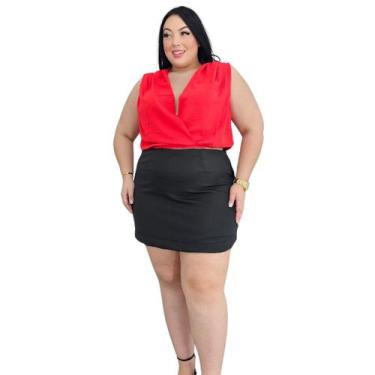 Imagem de Conjunto Plus Size Feminino Social Shorts Saia + Cropped duna gg ao g1
