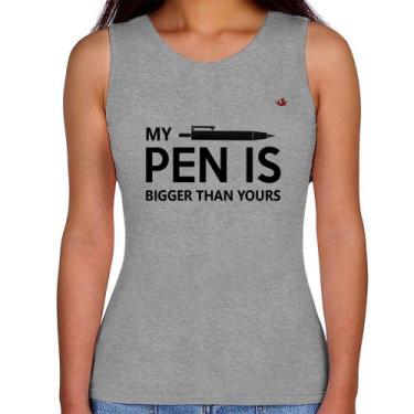 Imagem de Regata Feminina My pen is bigger than yours - Foca na Moda, Cinza, P