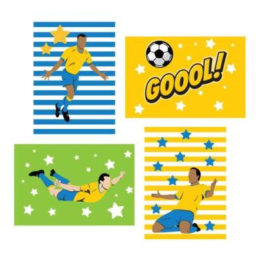 Imagem de Kit Placa Decorativa MDF Futebol Gol 4un - Quartinhos