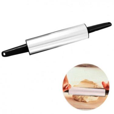 Imagem de Rolo para Massa em Aco Inox e Plastico 34 Cm  Trusttrade