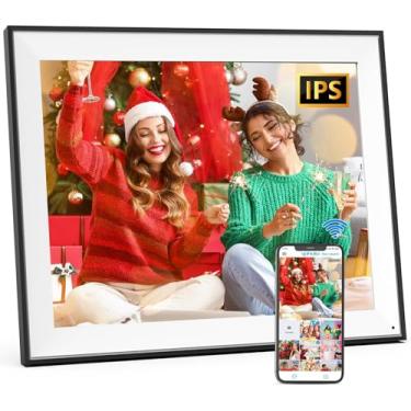 Imagem de Porta-retrato digital grande eletrônico de 43 cm – Moldura digital WiFi de 32 GB, sensor de luz, montagem na parede, compartilhe vídeos de fotos via aplicativo, armazenamento ilimitado na nuvem, para