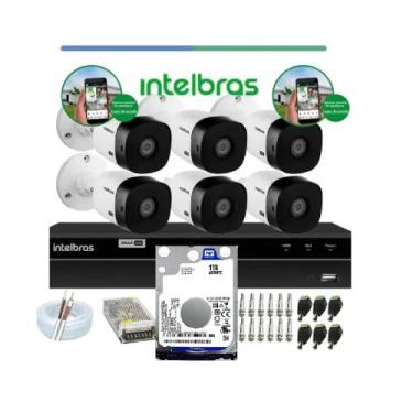 Imagem de Kit Intelbras 6 Cam. Hdcvi 1120b Dvr 8ch Mhdx Multi Hd C/hd 1tb