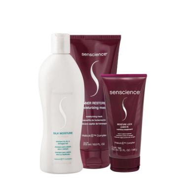 Imagem de Kit Senscience Silk Moisture Lock Inner Shampoo Máscara Leave-in (3 pr