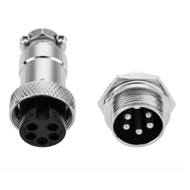 Imagem de Conector MIC 5 Pinos Macho/Fêmea - Kit com 5 Pares de Metal