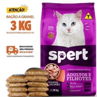Imagem de Kit 3 KG Ração Para Gato Spert Gatos Adultos e Filhotes Granel