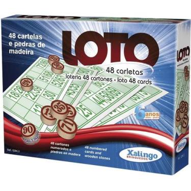Imagem de Jogo de bingo loto 48 cartelas c/pedra madei xalingo