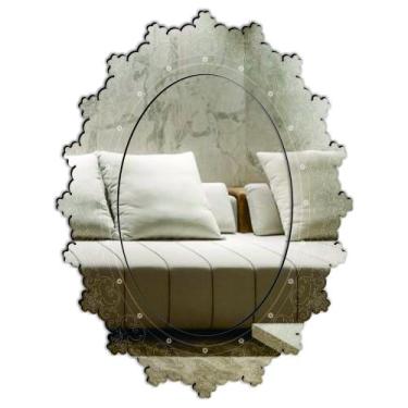 Imagem de Espelho Decorativo Veneziano Sala Quarto 62x82 3895 - CREATUS, prata