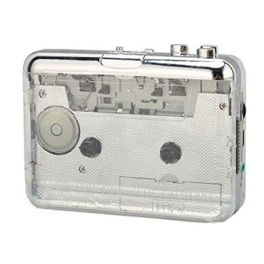 Imagem de Leitor de cassete portátil vintage com som estéreo claro, rádio FM, função reversa automática, conector de fone de ouvido de 3,5 mm para reprodução de fita magnética, compatível com fones de ouvido