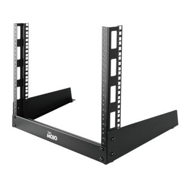 Imagem de Tecmojo Rack de corte de mesa de 2 postes 8U pequeno rack de estrutura aberta para equipamento AV/dados/áudio/estúdio de 48 cm para casa/escritório, furo rosqueado