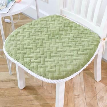 Imagem de OASISEN Almofada de assento adornada confortável de cor sólida, durável, espessa, antiderrapante, almofada de cadeira respirável para quatro estações, para cadeira de escritório, cadeiras de jantar