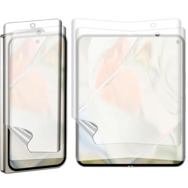Imagem de [2 conjuntos de 4 peças] Protetor de tela fosco para Google Pixel 9 Pro Fold, 2 peças de tela externa + 2 peças de película de TPU macia antirreflexo resistente a impressões digitais