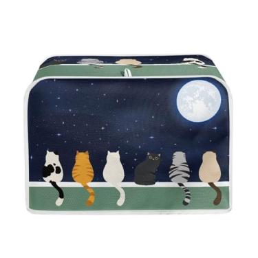 Imagem de Baxinh Capa Protetora para Forno Galaxy Print, Protetor para Máquina de Pão de Cozinha, Capa para Torradeira Moon Cat 2 Fatias para Casa, Capa Antipoeira para Porta-Copos com Impre (2 Fatias)