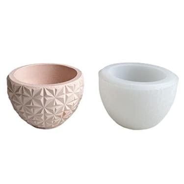 Imagem de Vaso de flores de concreto textura de diamante molde de silicone gesso suculenta vaso molde de resina epóxi molde de argila de cimento