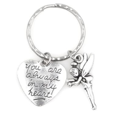 Imagem de Chaveiro You are Always in My Heart Memorial Sympathy Forever Friend Gift Keepsake in Memory Missing You Tink Fly Dream Faith Trust Pixie Dust Fairytale Dream Wish Peter Pan Fairy Tinkerbell Keychain