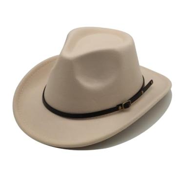 Imagem de Chapéu de cowboy infantil unissex para meninas e meninos, chapéu de vaqueira ocidental com cinto, aba larga, chapéu Fedora, fantasia