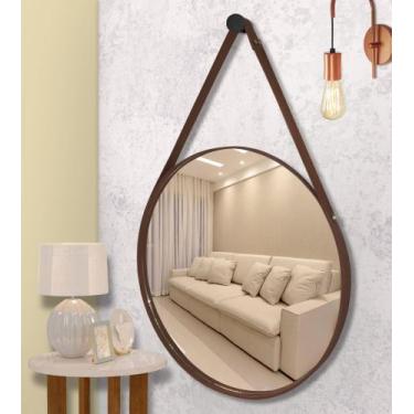Imagem de Espelho Redondo Decorativo Com Alça 50 Cm - DIRETOO, Café