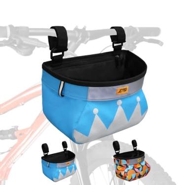 Imagem de JLDTOP Cesta de bicicleta infantil, bolsa de guidão à prova d'água, acessório de decoração de bicicleta frontal infantil para meninas e meninos, scooter de bicicleta infantil (azul)