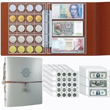 Imagem de Ettonsun Porta-Livros para Coleção de Moedas para Colecionadores, Álbum para Coleção de Moedas com 200 Bolsos E 30 Capas para Exibição de Notas de Papel-Moeda, Estojo de Armazenamento para Todos Os Su