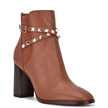 Imagem de NINE WEST Bota feminina Donda na altura do tornozelo, Couro marrom médio., 7.5