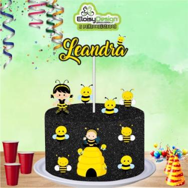 Imagem de Topo de bolo Abelhinha (tema 3 ) para aniversário - EloisyDesign