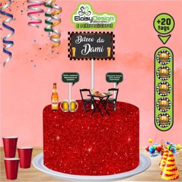 Imagem de Topo de bolo Boteco (tema 2)  + 20 Tags para aniversário - EloisyDesig