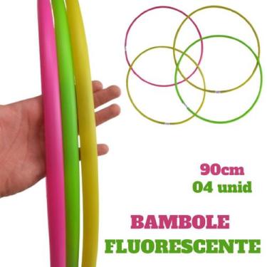 Imagem de Kit 04 Bambolês Flúor NEON Sortidos 90cm Arco Infantil Coloridos NOVID