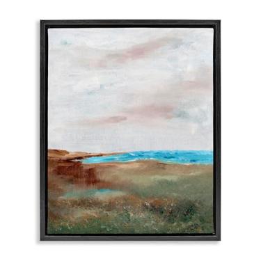 Imagem de Stupell Industries Paisagem marinha escovada flutuador preto tela emoldurada arte design de parede por Nikita Jariwala, 17 x 21