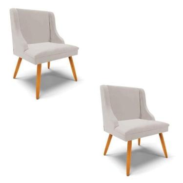 Imagem de Kit 02 Cadeiras Veludo Cinza Pés Palito Castanho - DROSSI