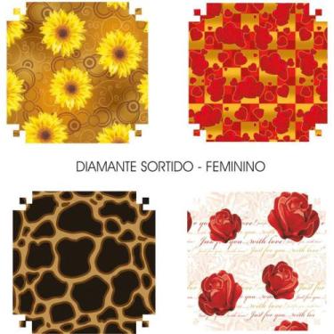 Imagem de Papel de Presente 60X96CM Couchê Linha Diamante Feminino 4 Modelos Pac