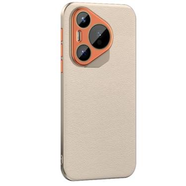 Imagem de LTLMYDAM Capa ultrafina para Huawei Pura 70 Ultra/70 Pro/70 Pro+/70, proteção de lente de câmera de metal, capa de couro legítimo, capa estilo comercial antiqueda, dourada, 70 Pro+