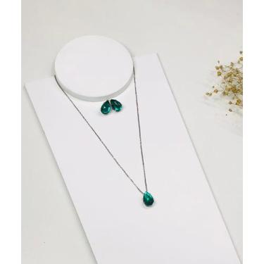 Imagem de Kit Colar + Brinco de Gota - Mania de Mulher - Fabricação Própria, Ros