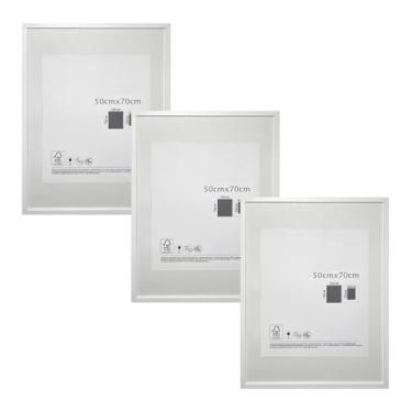 Imagem de KIT 3 Porta Retratos Quadrado de Vidro com Paspatur Expositor para Fotos 70x50 Versátil para Parede ou Balcão Outlet dos Quadros (Branco)