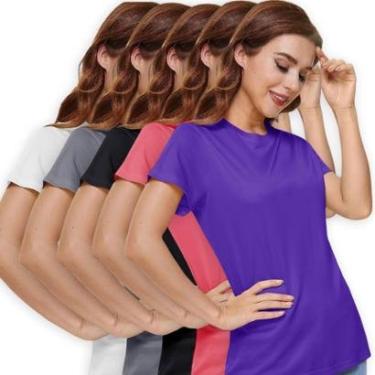 Imagem de Kit 5 Camisetas Blusa Academia Corrida Fitness Feminina POLIAMIDA COR:;TAMANHO:P;Gênero:Feminino-Feminino
