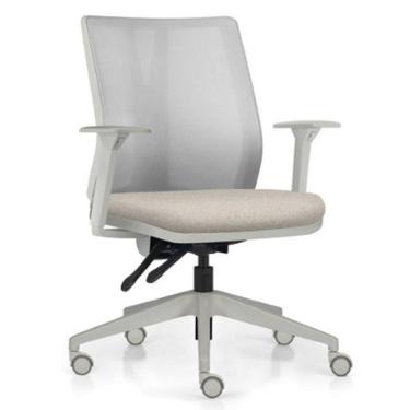 Imagem de Cadeira De Escritório Giratória Diretor Flow F02 Base Cinza Linho Bege Claro - Lyam Decor