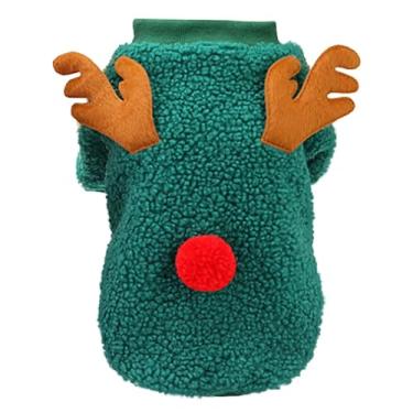 Imagem de Izefia Suéter de cachorro fantasia de Natal roupas de presente de lã para cachorro suéter de lã de inverno pijama quente de Natal pai rena árvore suéter para cachorro pequeno cão médio gato rena verde