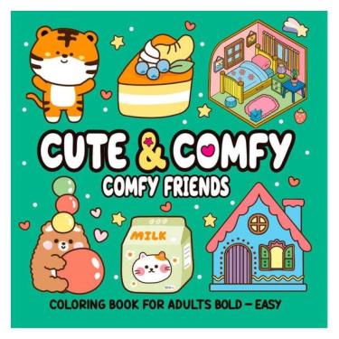 Imagem de Cute & Comfy Coloring Book For Adult Bold Easy - Comfy Friends - Livro De Colorir Adulto
