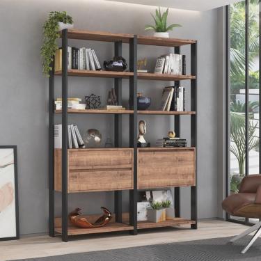 Imagem de Estante Industrial 1 Porta 2 Gavetas 8 Prateleiras 183cmx140cm