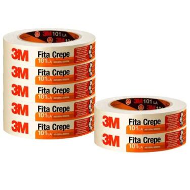 Imagem de Kit 7 fita crepe 18mm x 50 metros 3m 101la pintura marcação reforma ar