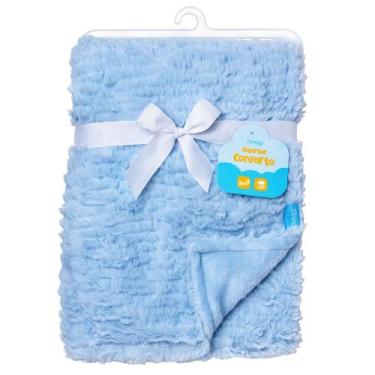 Imagem de Manta Cobertor Infantil Antialérgico Macio Soft p Bebê Azul - CLINGO