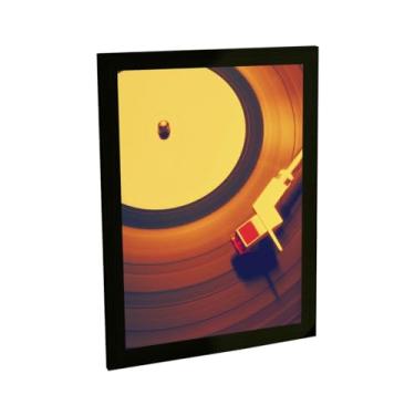 Imagem de Quadro Decorativo Musica Vinil Toca Discos Ilustração Marrom Decoração Poster Quarto Sala