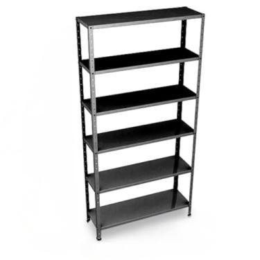 Imagem de Estante Prateleira De Aço Industrial Preta Cinza 6 Ou 5 Bandejas(6 BANDEJAS 90CM,PRETA)