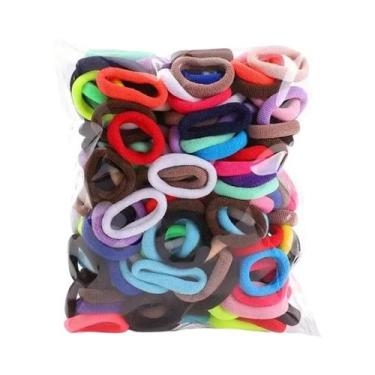 Imagem de 100 Elásticos de Cabelo Coloridos de Nylon para Meninas - Para Rabo de
