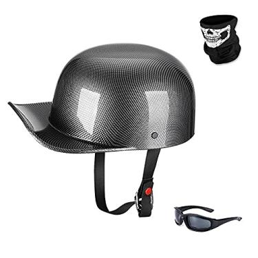 Imagem de Woljay Capacete De Motocicleta Vintage Aberto, Boné Beisebol Retrô, Meio Capacete, Masculino E Feminino, Para Cruiser, Scooter Rua, Ciclomotor, Jet Com Máscara, Óculos - Certificado Dot (Extra Grand