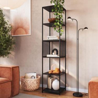 Imagem de Estante Multiuso Industrial Alta 180x40cm com 5 Nichos P1023 Preta - P