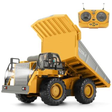 Imagem de Caminhão Basculante RC 9 Canais com Luzes e Sons Metálicos, Bateria Recarregável - Brinquedo de Construção para Crianças,KIZJORYA